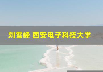 刘雪峰 西安电子科技大学